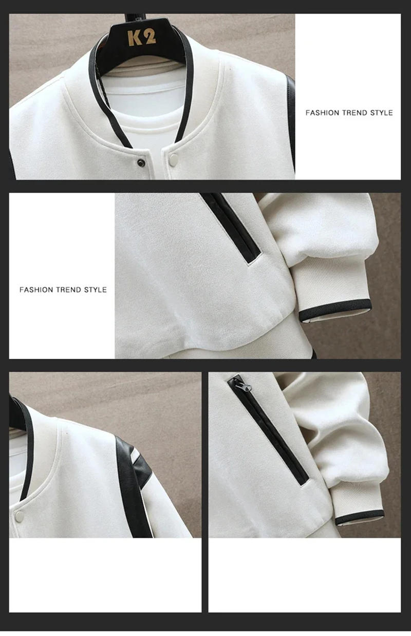 Description Picture 5 of itemMen Spring Autumn Faux Suede Bomber Patchwork PU Leather Jacket Fashion Baseball Clothes Collar Coat Vintage