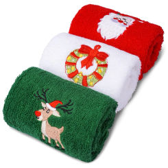 Soft Cotton TowelsSet Merry Christmas Santa Claus Hand Towels Absorbent Hand Bath Towels for Home Hotel Bathroom Christmas Gifts