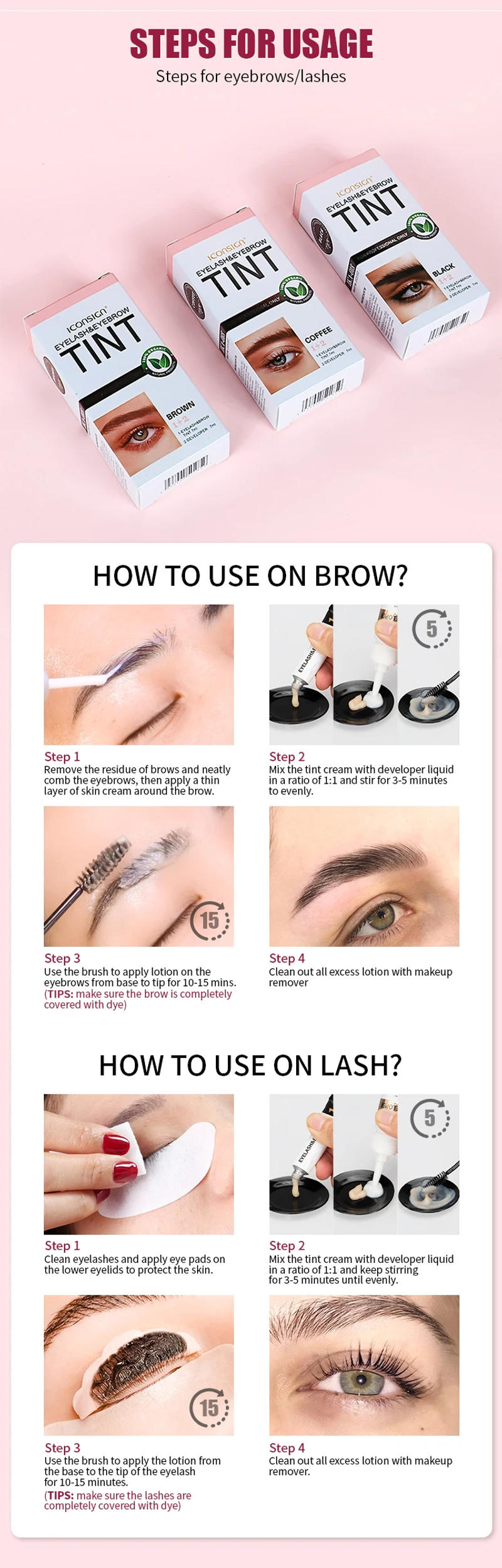 Description Picture 6 of itemICONSIGN Eyelash Tint Eyebrow Tint Kit Waterproof 15 Mins Fast Dye Brow Enhance Brow Dye Lash Can Keep Long Lasting Makeup Tools