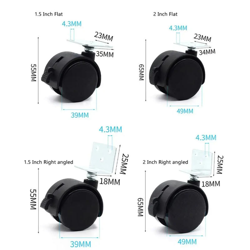 Description Picture 3 of itemDurable Nylon Cart Casters Plastic Silent Swivel Plate Casters Black Replacement Accessories Luggage Wheel Office Computer Chair