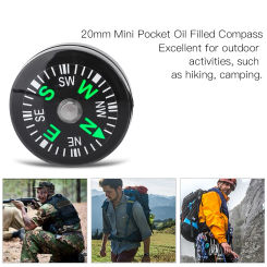 12pcs 20mm Mini Pocket Oil Filled Compass Survival Compasses For Hiking Camping Outdoor Activities Accessory