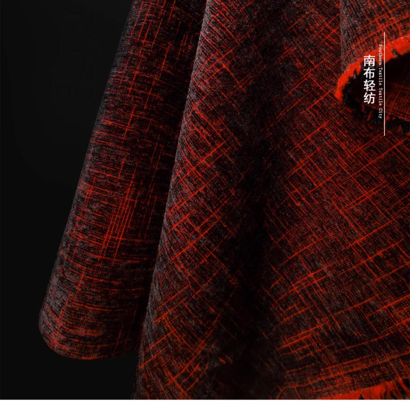 Description Picture 6 of itemRed Velvet Fabric Dark Patterned Texture Creative Thick Clothing Windbreaker Cloth Apparel Diy Sewing Meters Material