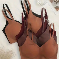 1 Pcs Seamless Wireless Bras, Soft & Comfy Solid Bra With Removable Pads, Women's Lingerie & Underwear