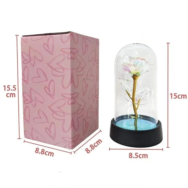 Description Picture 3 of itemArtificial Rose Flowers Valentines Day Gift for Girlfriend Eternal Rose LED Light Foil Flower Wedding Decor Christmas Gifts