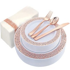 Rose Gold Party Disposable Tableware Set Plastic Plate Cups Paper Birthday Wedding Bachelorette Party Decoration Baby Shower New