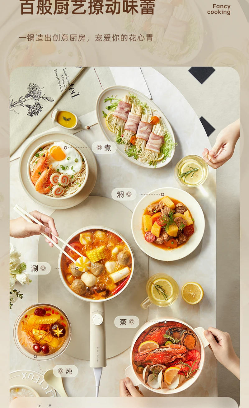 Description Picture 4 of item220V Electric Skillet for One Person with Steaming and Cooking Functionality,Perfect for Dorm and Student Use