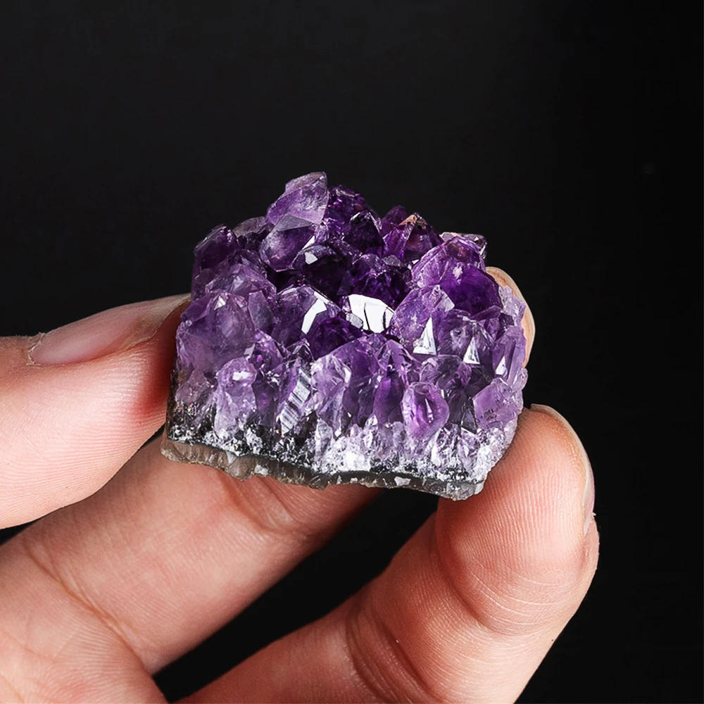 Description Picture 5 of itemNatural Raw Amethyst Cluster Purple Quartz Uruguay Crystal Cluster Irregular Mineral Specimen Stone Craft Home Decoration 10-30g