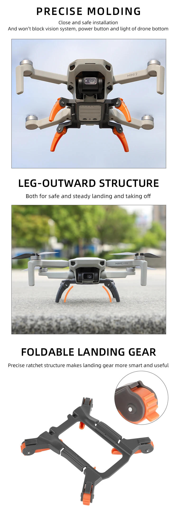 Description Picture 5 of itemLanding Gear for DJI Mavic Mini 2/SE Mini 4K Height Extended Leg Protector Quick Release Feet Extensions Drone Accessories