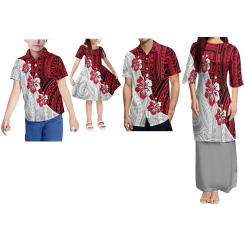 Summer Short Sleeve Dress Women's New Puletasi Double Layer Suit Skirt Custom Polynesian Art Print