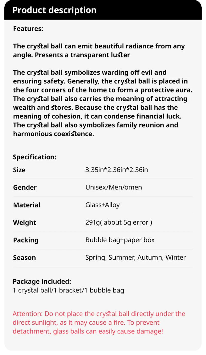 Description Picture 2 of item1pc Crystal Ball Ornament, Space Series Home Decorative Art, Holiday Gift