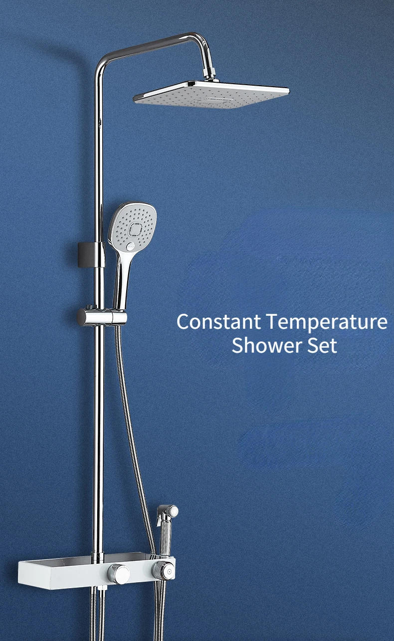 Description Picture 2 of itemConstant Temperature Shower System Stainless Steel Silver  Set Bathroom Faucet Knob Control  Supercharged