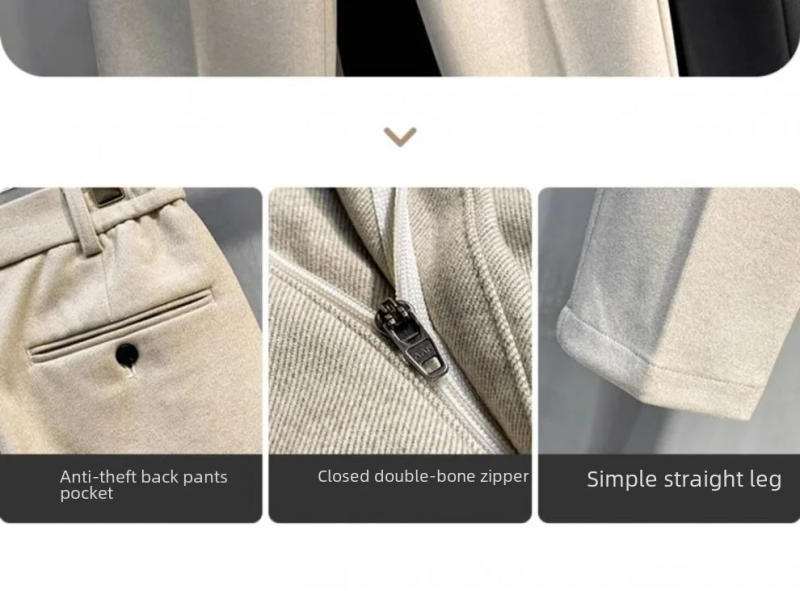Description Picture 6 of itemCross-border Woolen Pants For Men Autumn/winter Straight-leg Suit Pants Lightened Warmth Thickened Nine-point Rest Trousers