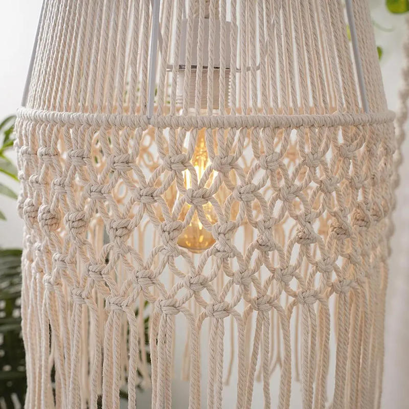 Description Picture 6 of itemTassel Lamp Shade Handwoven Macrame Cotton Rope Lampshade Pendant Light Cover Living Room Bedroom Decorative Lampshade Tapestry