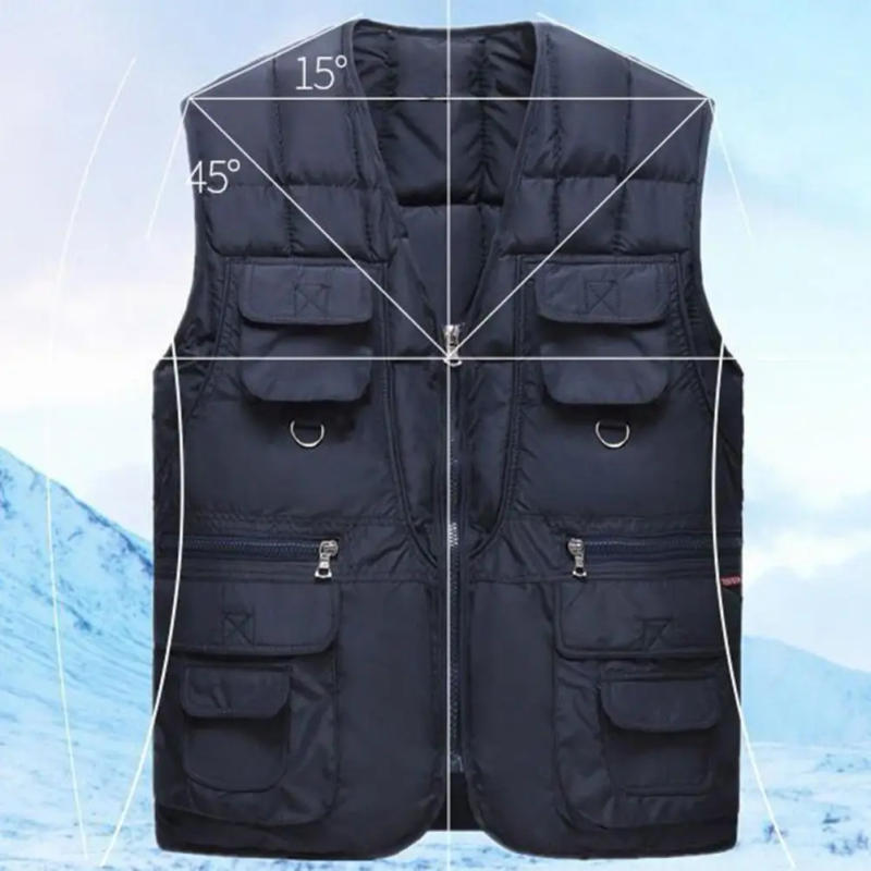 Description Picture 5 of itemClassic Multi-Pocket Men's Padded Vest Winter Warm Sleeveless Coat Tactical Vest Jacket for Men Solid Unloading Male Waistcoat