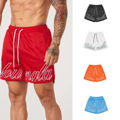 New2024summer men's shorts fashion elastic sports shorts outdoor running cycling breathable mesh fashion shorts