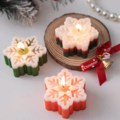 Christmas Snowflake Candle Mold DIY Gypsum Dropping Glue Aromatherapy Resin Handmade Soap Mold Home Holiday Gift Baking Tool