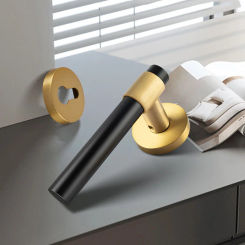 Gold Black Solid Brass Bedroom Handle Lock Interior Door Lever Lock Mechanical Magnetic Mute Locks Brass Door Hardware