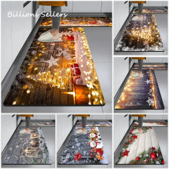 Christmas Kitchen Floor Mat Home Entrance Doormat Decor Bathroom Anti-Slip Foot Pad Carpet for Living Room Hallway Balcony Rugs