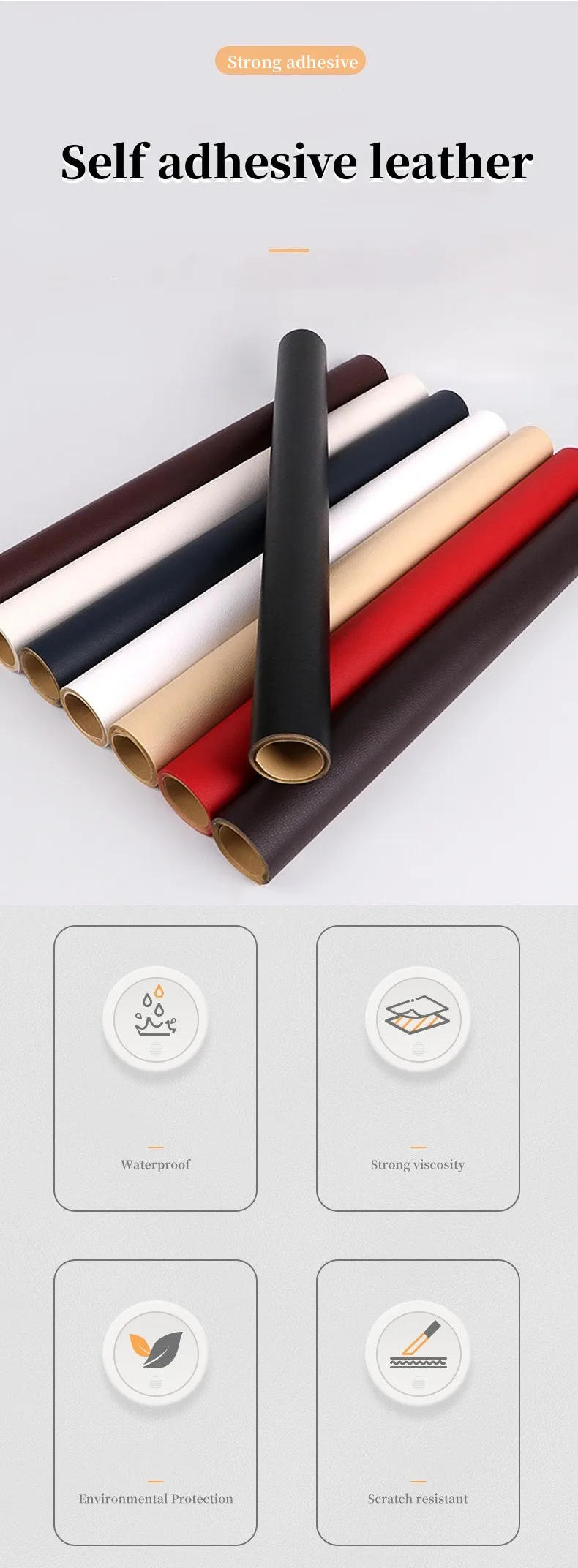 Description Picture 2 of itemSelf Adhesive Leather Sofa Repair Patch DIY Stickers Faux Genuine Leather Patch Sticky for Bag Car Seat Interior Refurbishing