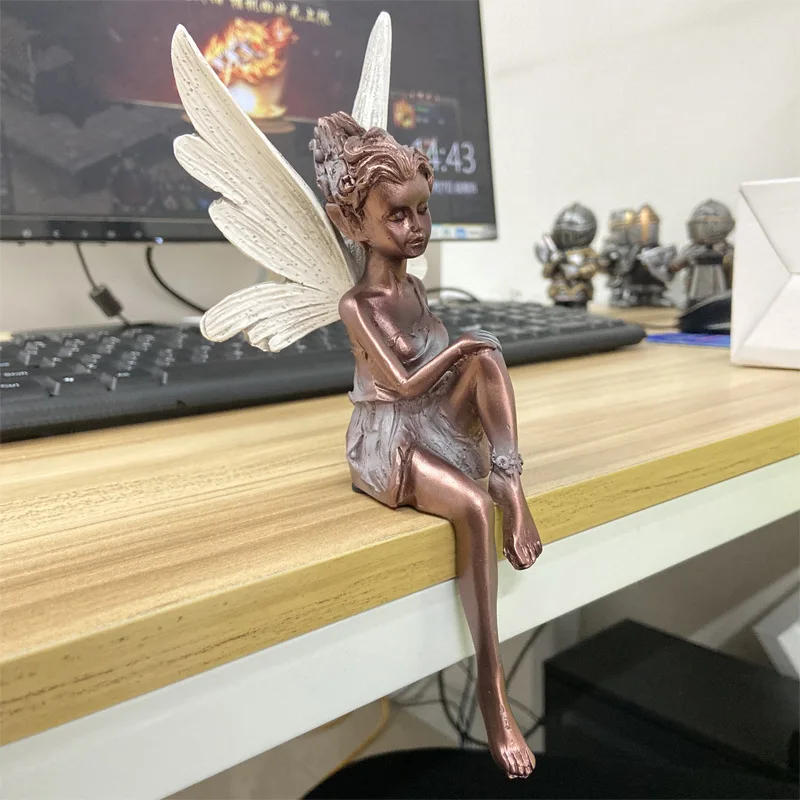 Description Picture 4 of itemPlaying The Flute  Fairy Statue Resin Sitting Angel Elf Garden Decorative Ornament Outdoor Lawn Courtyard Sculpture Crafts