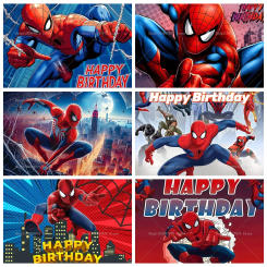 Spiderman Backdrop Banner Boy Kids Birhtday Superheroes Theme Photography Background Decorations Baby Shower Party Supplies