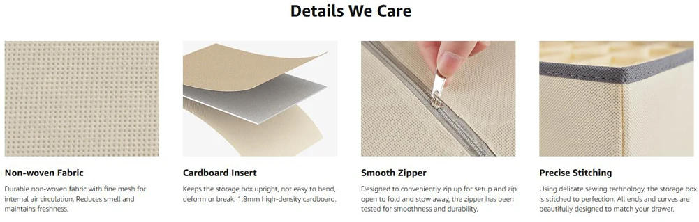 Description Picture 5 of itemSock Underwear Organizer Drawer Divider Foldable Closet Organizers Bins Cabinet Organization Storage Box for Socks Underwear Tie