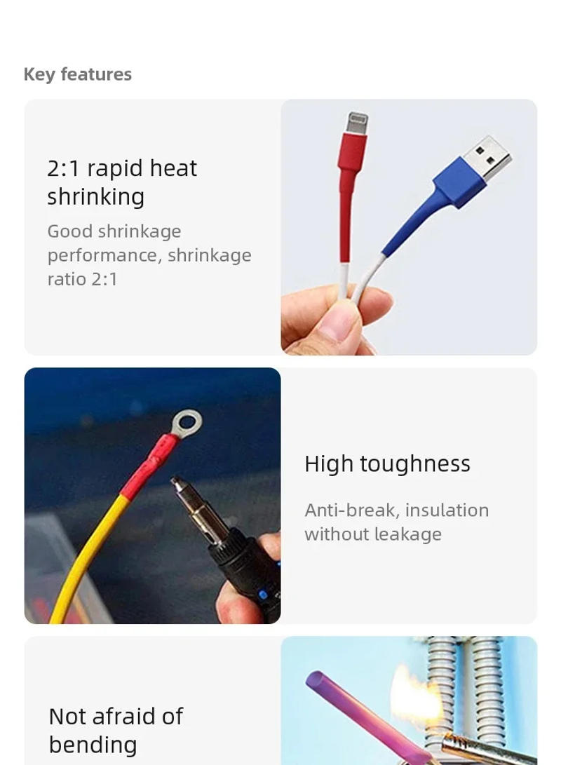 Description Picture 5 of item580/800pcs Heat Shrinkable Tube Insulation Heat Shrinkable Combination Sleeve Electrical Connection Cable Insulation Sleeve