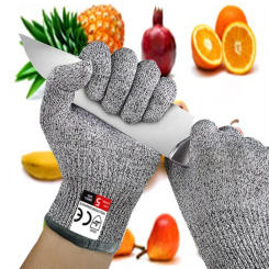 1 Pair Grade Level 5 Cut-resistant Gloves Anti Cutting Safety Gloves for Kitchen Garden Woodworking Construction Gardening