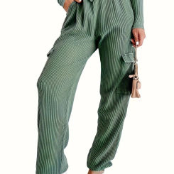 New style loose elastic waist tie overalls corduroy leg casual trousers for women