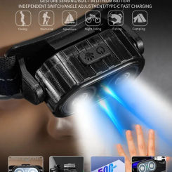 LED Headlamp Sensor Headlight Flashlight USB Rechargeable Outdoor Head Lamp Torch Work Lamp