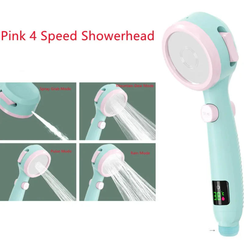 Description Picture 5 of itemHigh Pressure Handheld Bathroom Shower Head Water Saving Showerhead Pressurized Adjustable Spray LED Digital Temperature Display