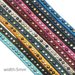 1 Meter Rhinestone Beading Synthetic Leather Trim Ribbon Handmade Beading Bracelet Jewelry Making Thread Rope Trim Cord,1Yc19542