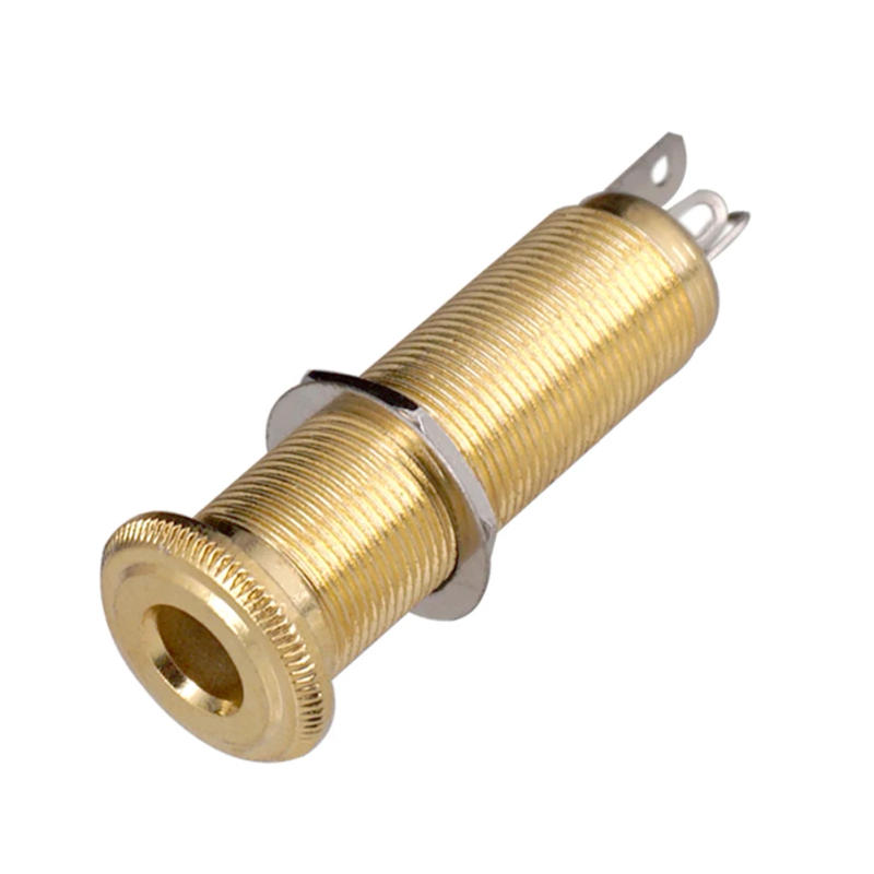 Description Picture 4 of itemElectric Guitar Bass 6.35mm Socket Stereo 1/4 Inch Output Jacks Socket Plug Brass Straight Ribbed Tube Style Jack Anti-noisy