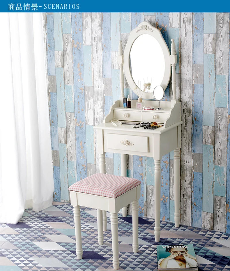 Description Picture 4 of itemStorage Cabinet Vanity Desk Stool Mirror Modern Makeup Vanities Organizer White Mueble De Dormitorio Furniture Dressing Table