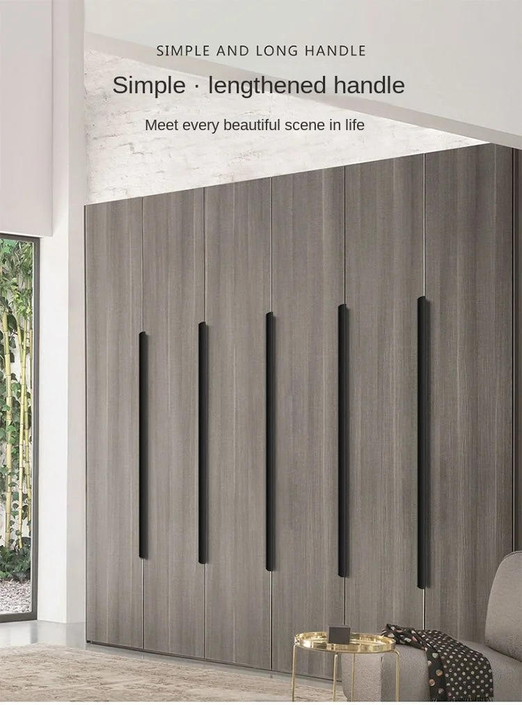 Description Picture 2 of itemAluminum Alloy Modern Style Finger Edge Wardrobe Pulls Hidden Furniture Drawer Handles Kitchen Cabinet Door Black Handle