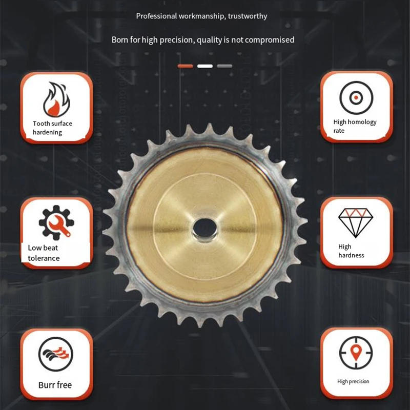 Description Picture 5 of item1pc 20 Teeth 08B Precision Industrial Drive Sprocket Wheel 45# Steel Chain Gear Bore 15/16/17/18/19/20/22/24/25/28/30/32/35mm
