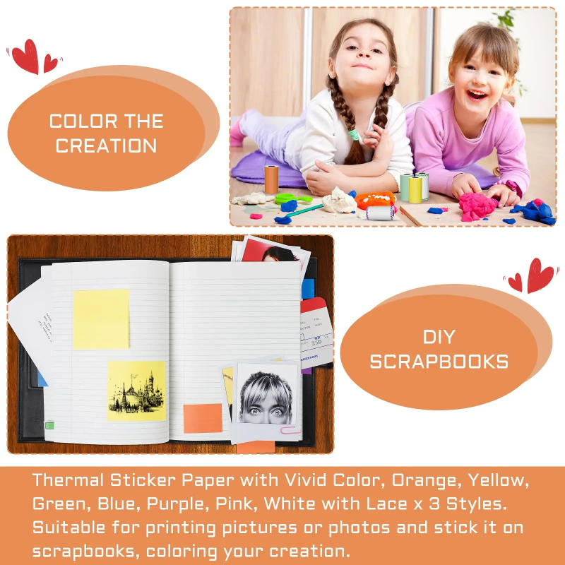 Description Picture 6 of item57x30mm Thermal Paper Self-Adhesive Sticker Paper for Mini Thermal Pocket Printer colorful 3 Rolls for Texts Notes Journal Photo