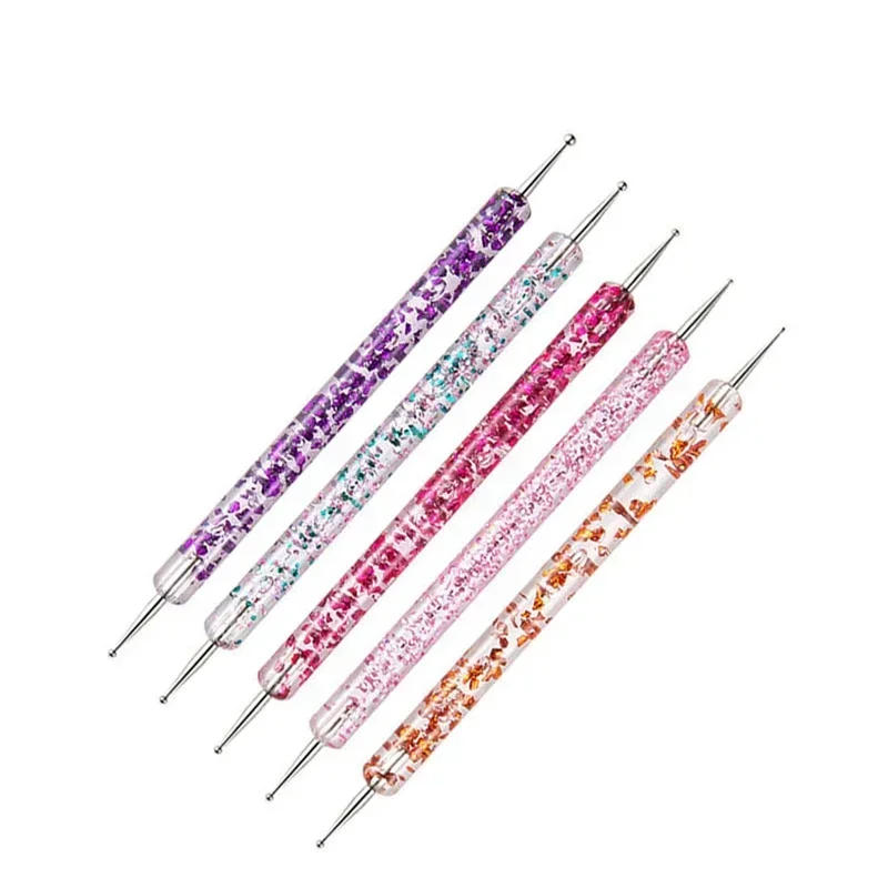 Description Picture 6 of item5pcs Dual-Ended Nail Art Dotting Pen Portable Crystal Handle Drawing Painting Rhinestones Picker Gems Pens 3D Manicure Tools