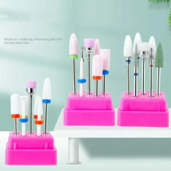 7 Pcs Ceramic Milling Cutters Set for Manicure,Combined Nail Drill Bits Kit Removing Gel Polishing Tools
