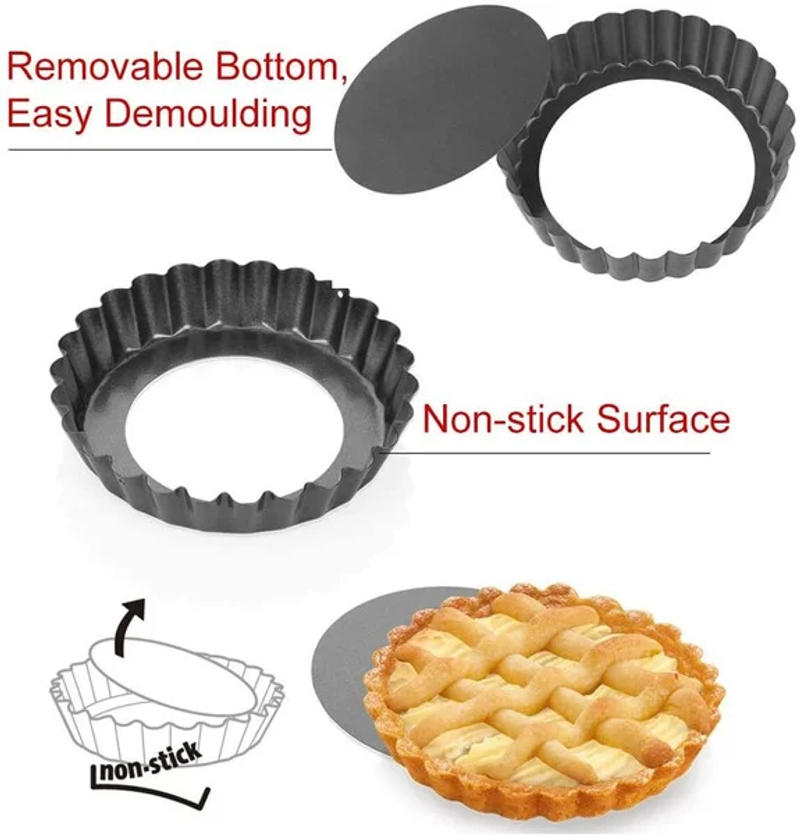 Description Picture 4 of itemBaking Cake Molds Non-Stick Tart Quiche Pans Pan with Removable Bottom Pie Pizza Mould Cup Bakeware Kitchen Tool Accessories