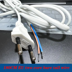 2pcs 1.8M European Online Switch EU Extension Cable Wiring AC Power Cord LED Lighting Strip Cable 18AWG White