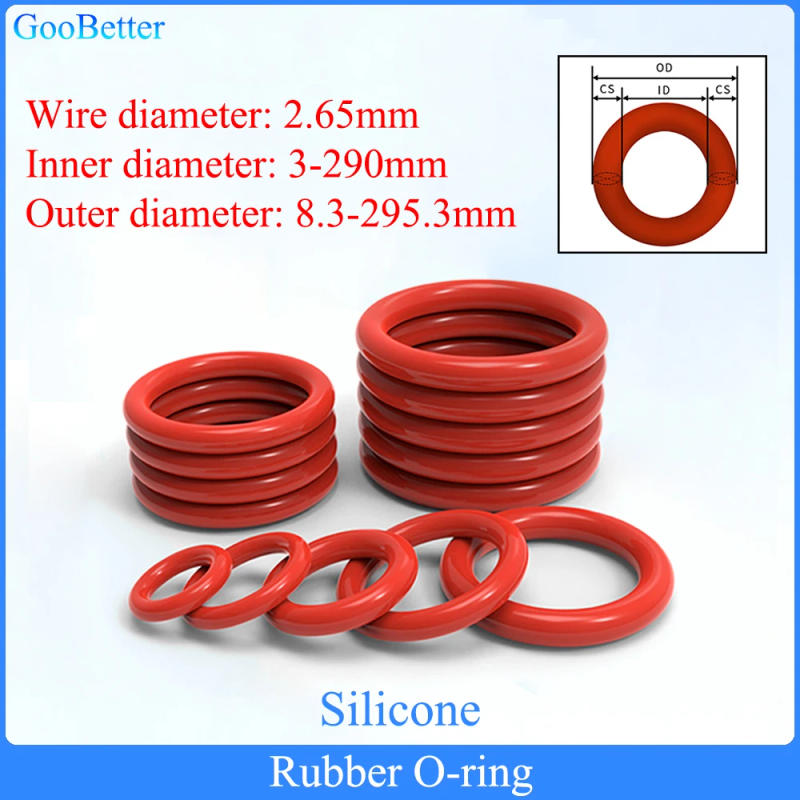 Description Picture 2 of item1-100Pcs Red Silicone Ring Gasket CS 2.65mm Silicon O Ring Gasket Food Grade Rubber O-ring VMQ Washer ID 3-290mm