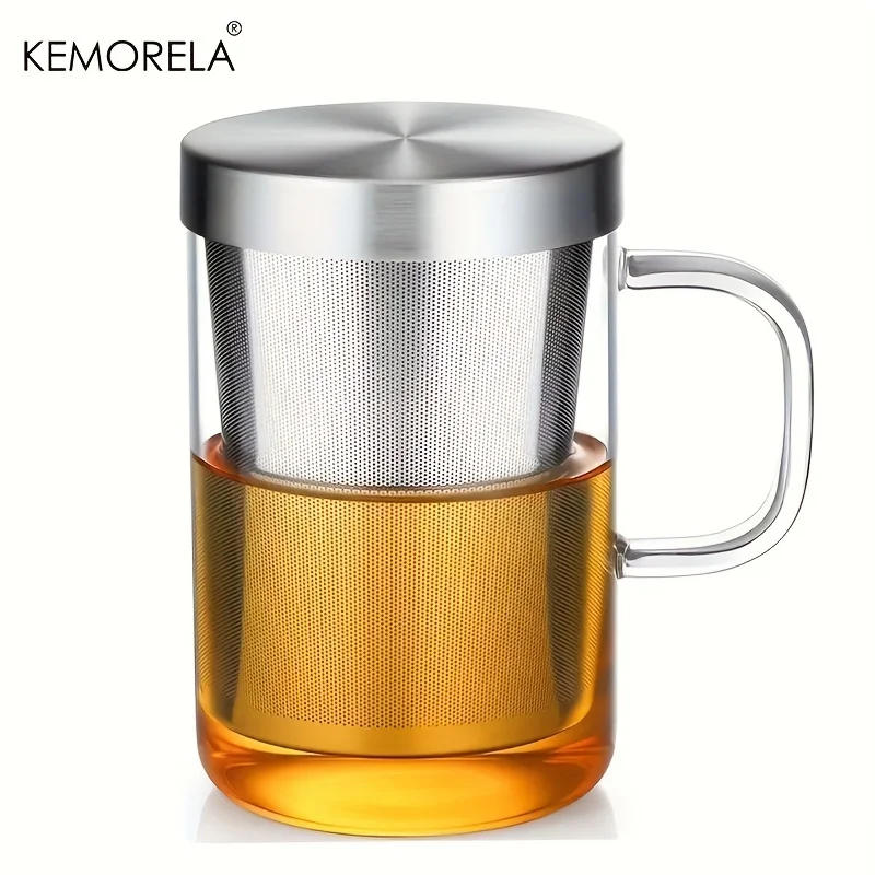 Description Picture 2 of item477ML Glass Cup Tea Infuser Mug Borosilicate Glass Tea Mug with Stainless Steel Infuser Home Office Coffee Mug Drinkware
