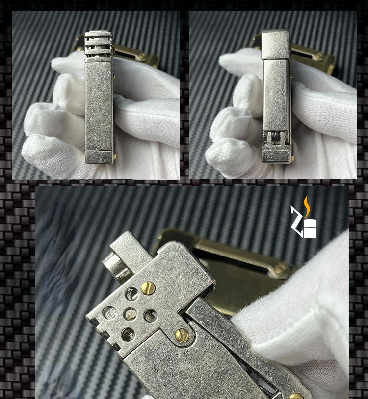 Description Picture 6 of itemNew Creative Personality Dolphin Retro Mechanical Kerosene Lighter Old-fashioned Nostalgic Semi-automatic Side Pressure Ignition