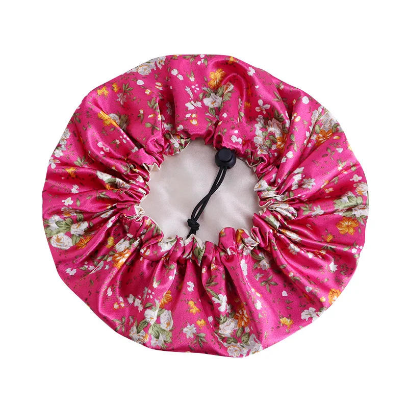 Description Picture 4 of itemBaby Boy and Girl Cute Double-layer Round Hat Adjustable Children's Satin Nightcap Shower Cap