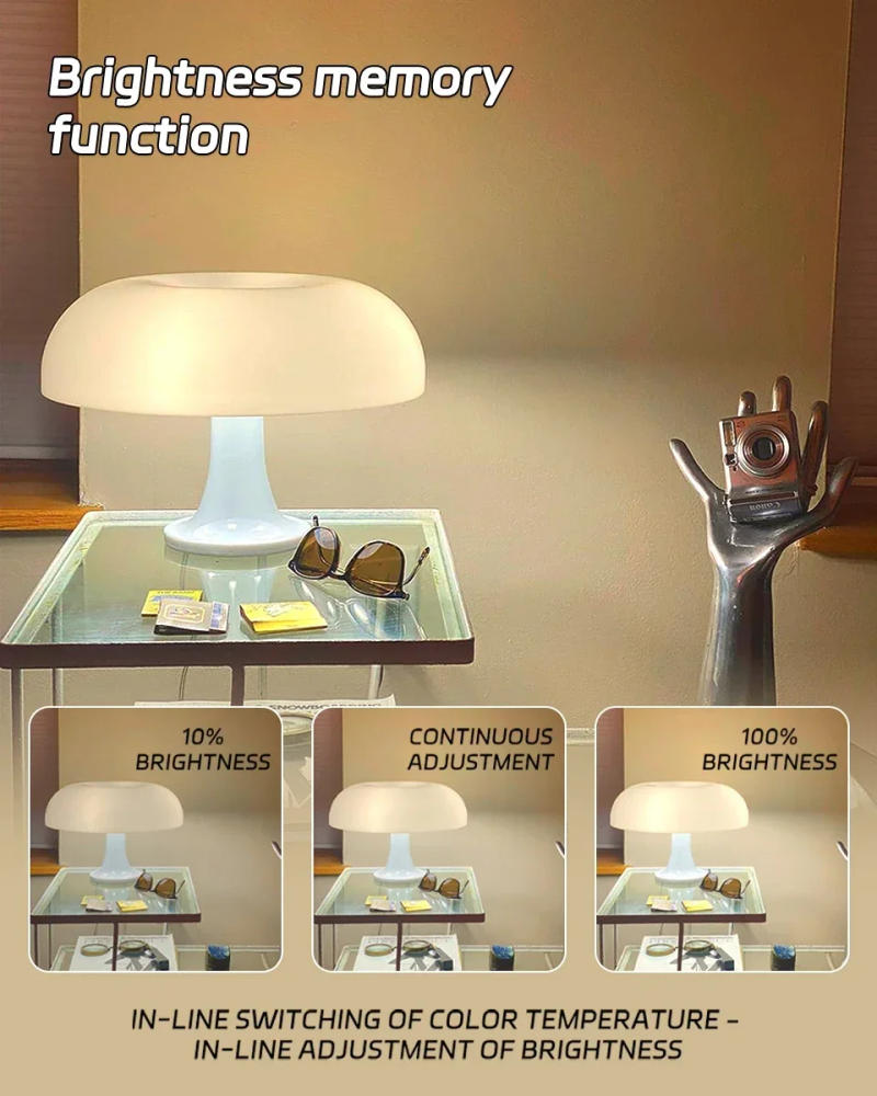 Description Picture 3 of itemRetro LED Mushroom Table Lamp 3 Light Colors Dimmable Lamp Bedside Desk Lamp Bar Atmosphere Lamp For Cafe Restaurant Home Decor