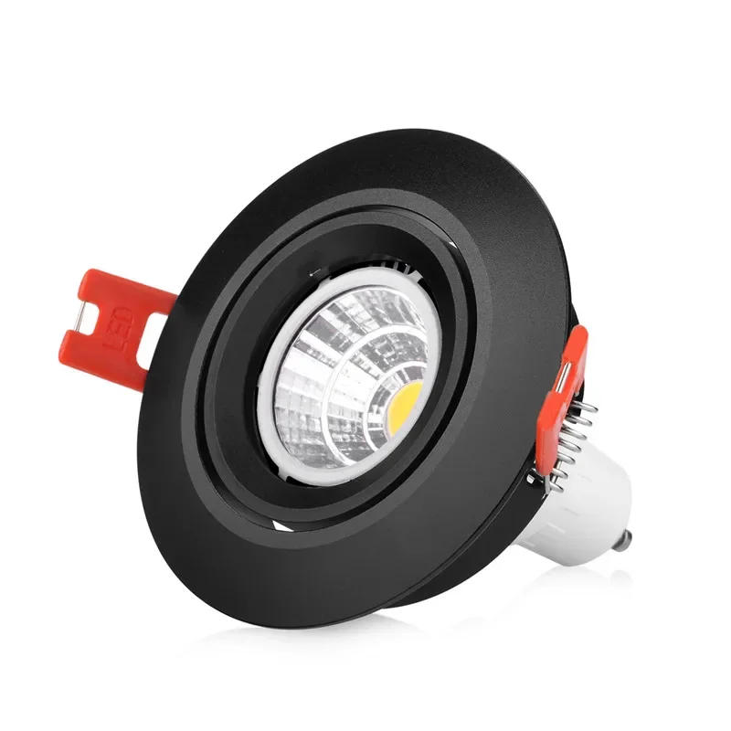 Description Picture 4 of item2pcs Aluminum Black Round Style Down Light Fixture Embed GU10 MR16 Front Knob Design Spot Light Housing Frame for Home Decor