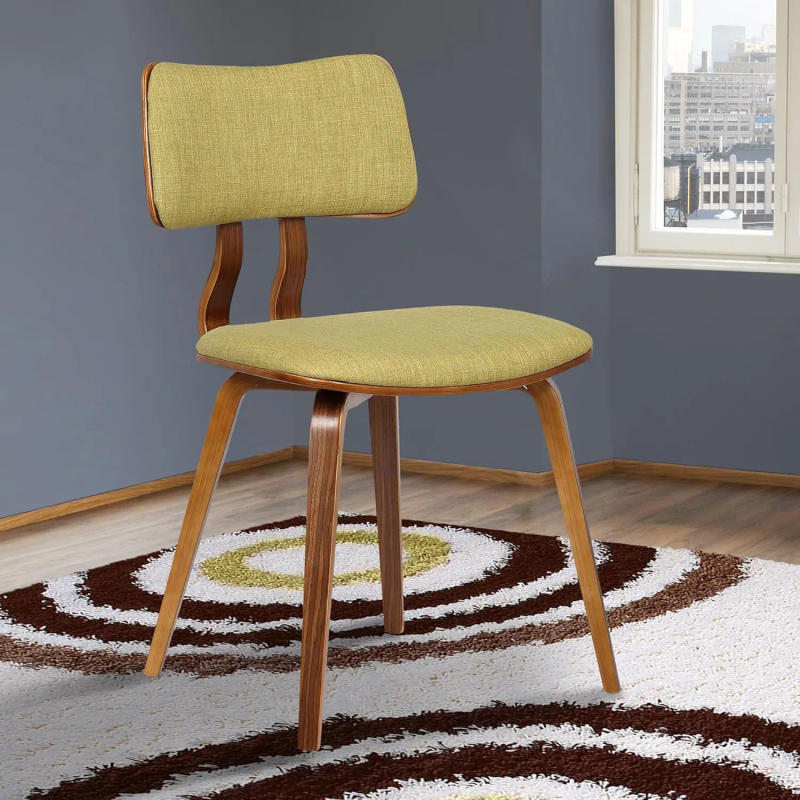 Description Picture 2 of itemArmen Living Jaguar Mid Century Modern Upholstered Fabric and Walnut Wood Dining Accent Chair for Kitchen Table Desk Vanity