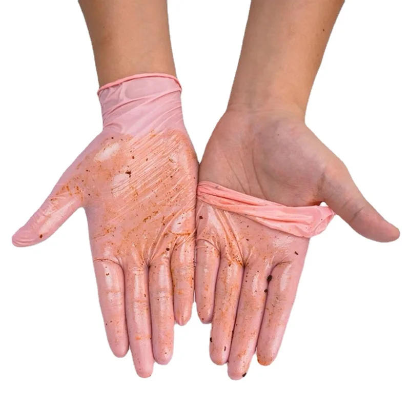 Description Picture 6 of item100PCS Pink Nitrile Disposable Gloves Latex Free Gloves Protective Powder Free Household Cleaning Kitchen Beauty Tattoo Gloves