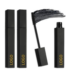Custom Logo 8g Mascara Private Label Silicone Brush Pure Black Color Eyelashes Smudge-free Waterproof Eye Makeup Wholesale Vegan